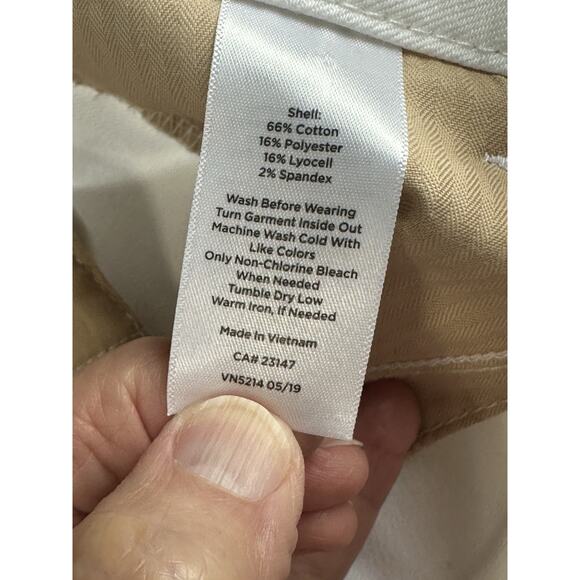 Talbots White Cotton Blend Stretch Pants Button Front Pocket Design Size 4 EUC - Picture 13 of 14